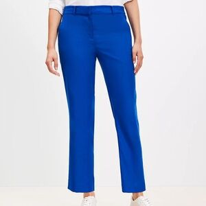 LOFT Curvy Riviera Slim Pants in Linen Blend Size 2 NWT Cobalt Current